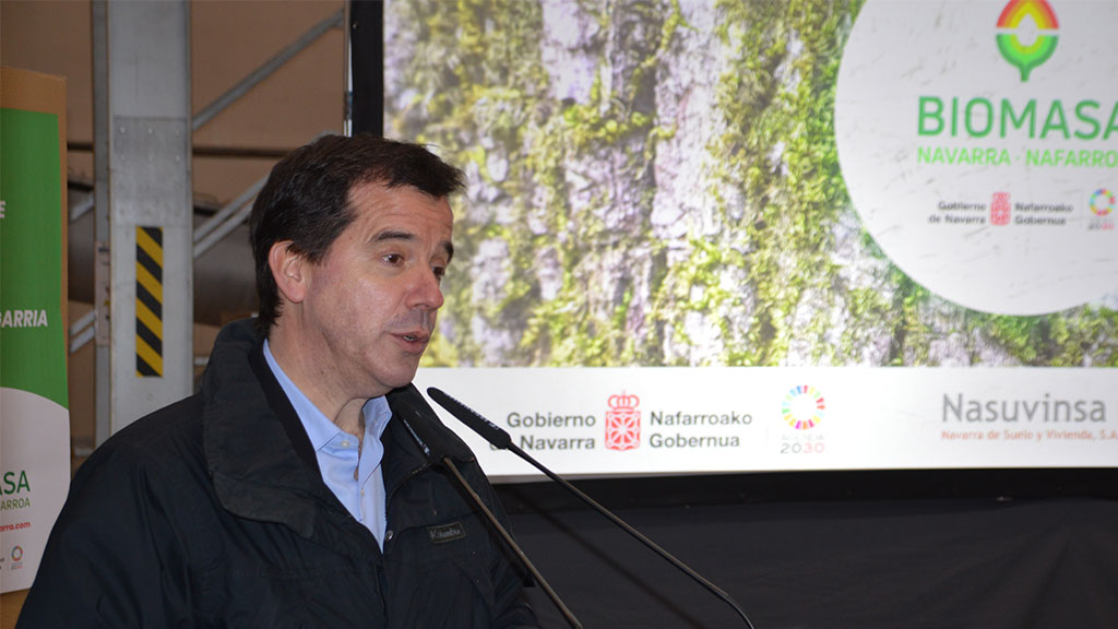 El consejero Irujo, durante la presentación de la Oficina de Biomasa