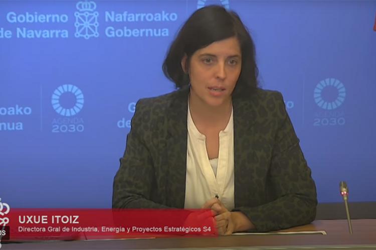 Uxue Itoiz, directora general de Industria, Energía y Proyectos Estratégicos S4, durante la presentación del balance del año de la Estrategia de Especialización Inteligente de Navarra S4