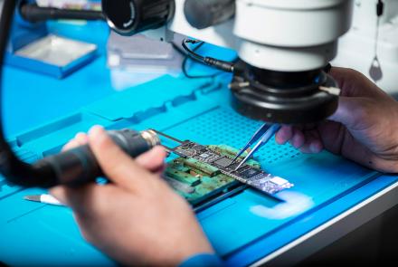 Persona manipulando un dispositivo electrónico