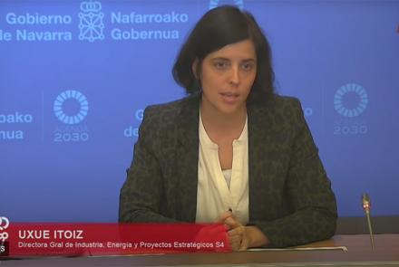 Uxue Itoiz, directora general de Industria, Energía y Proyectos Estratégicos S4, durante la presentación del balance del año de la Estrategia de Especialización Inteligente de Navarra S4