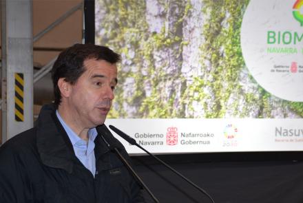 El consejero Irujo, durante la presentación de la Oficina de Biomasa