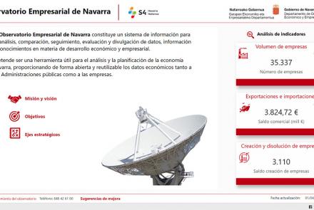Web donde se puede consultar el Observatorio Empresarial de Navarra.