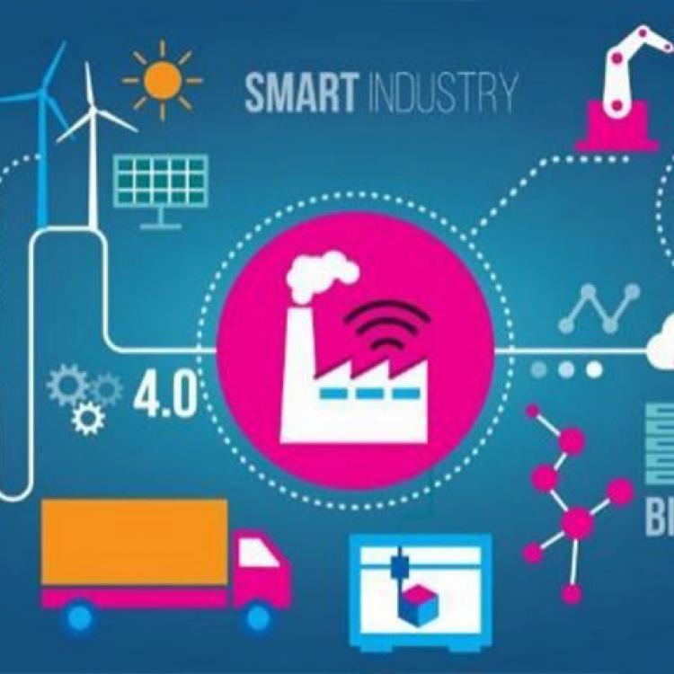 Imagen con múltiples iconos representativos de Smart Industry